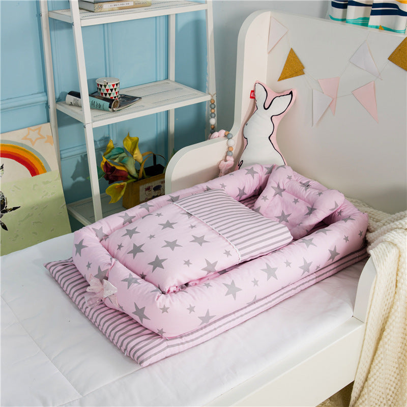 Crib Anti-pressure Newborn Foldable Portable Crib Middle Bed Baby Infant Mattress Bionic Travel Bed