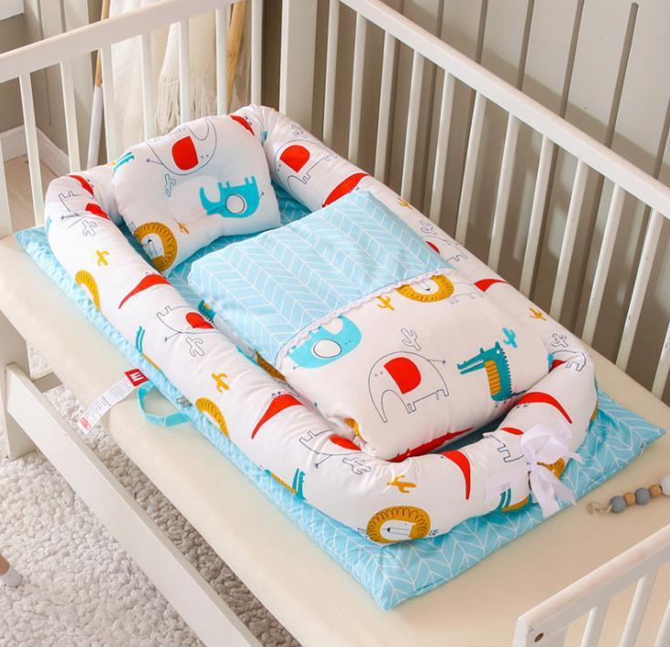 Crib Anti-pressure Newborn Foldable Portable Crib Middle Bed Baby Infant Mattress Bionic Travel Bed